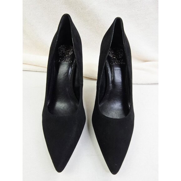 Vince Camuto 8.5M Women Black Suede Leather Slip On Point Toe Stiletto Pumps NEW - Picture 7 of 16
